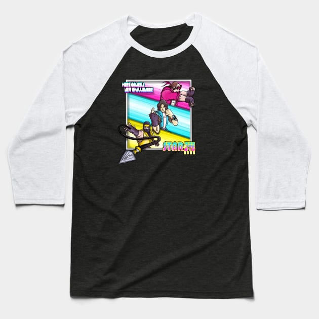 Starbomb Ninja Brian Egoraptor Danny Sexbang Baseball T-Shirt by LuisIPT